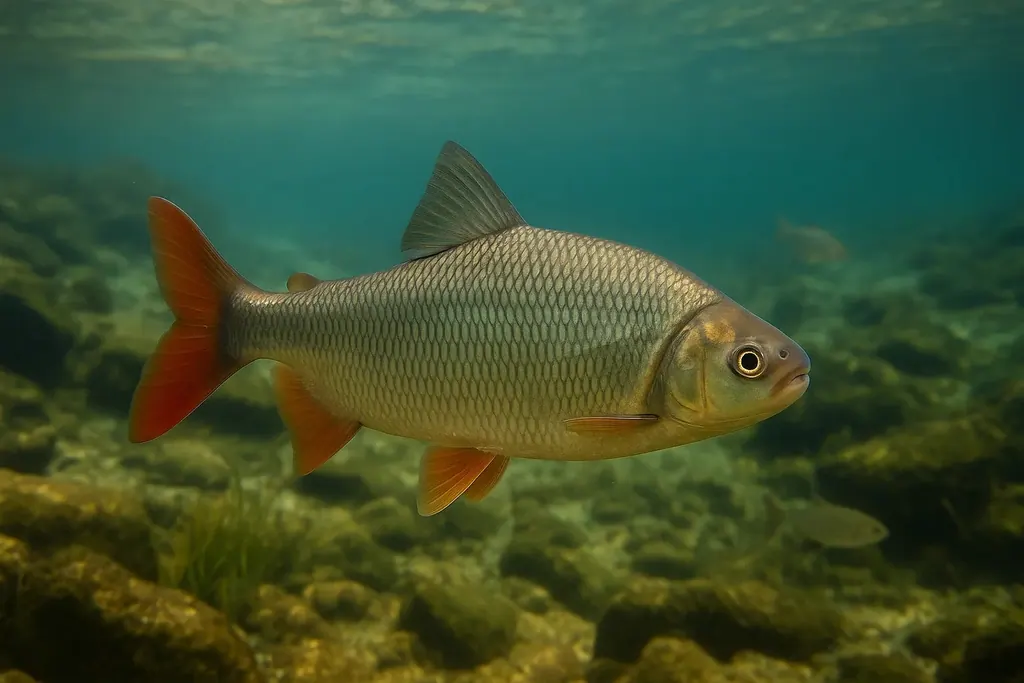 Curimatã, peixe em água clara com fundo de pedras