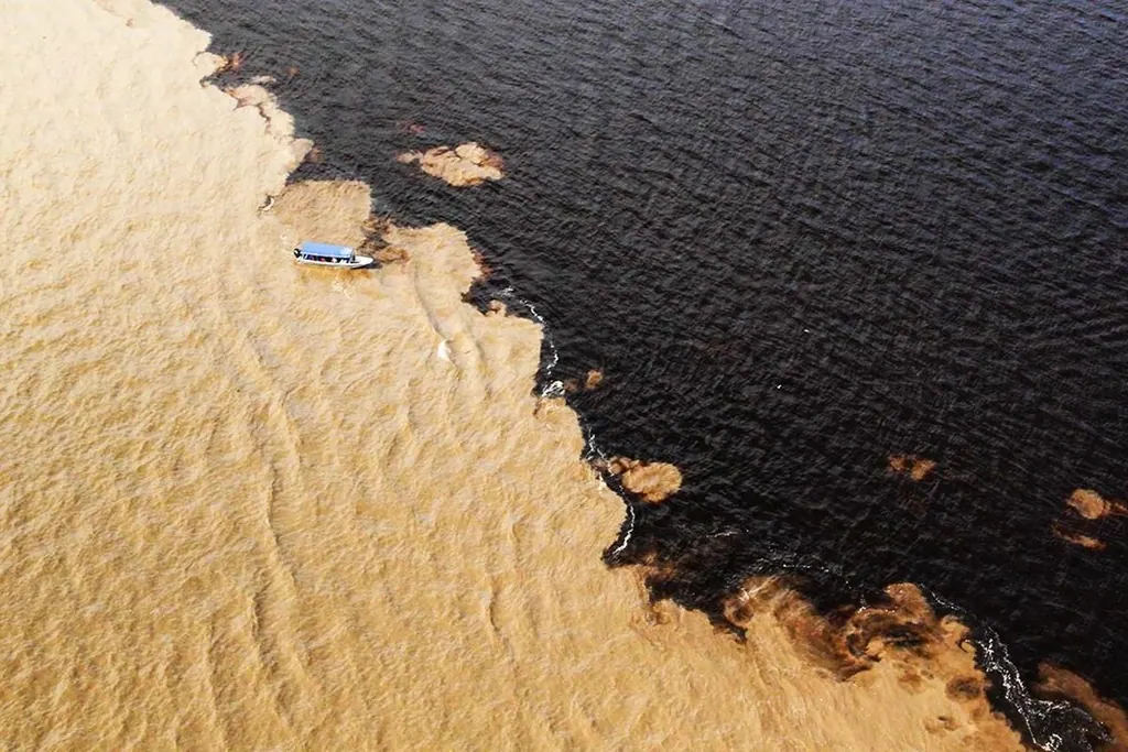 Rio Solimões, encontro das Águas visto de cima
